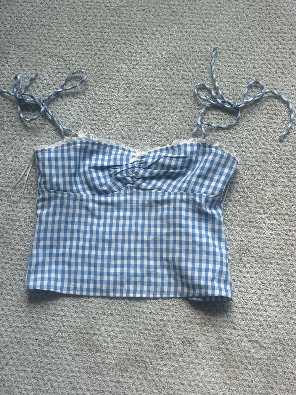 Edikted Blue Gingham Tie-Strap Camisole